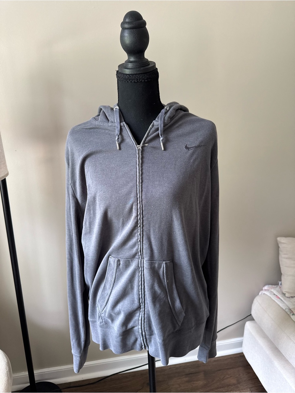 Nike Gray Full-Zip Hoodie with Hood